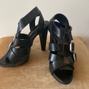 Vera Wang Lavender Label black strappy heels